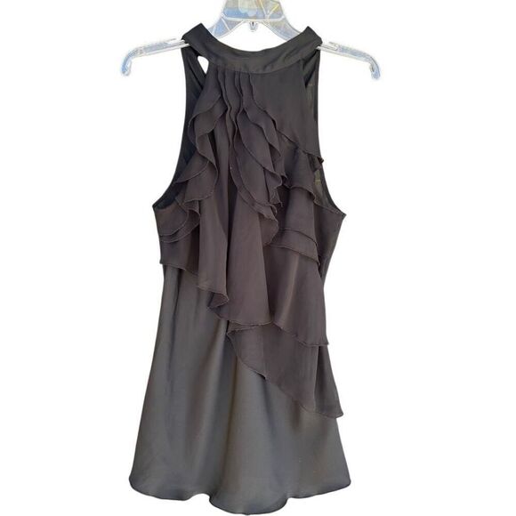 Y2K Express Black Layered Halter Tied Neck Dressy Tank Top Sheer Women’s Medium - Picture 1 of 8